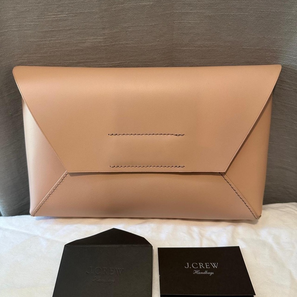 NWT J.Crew leather envelope clutch pouch portfolio